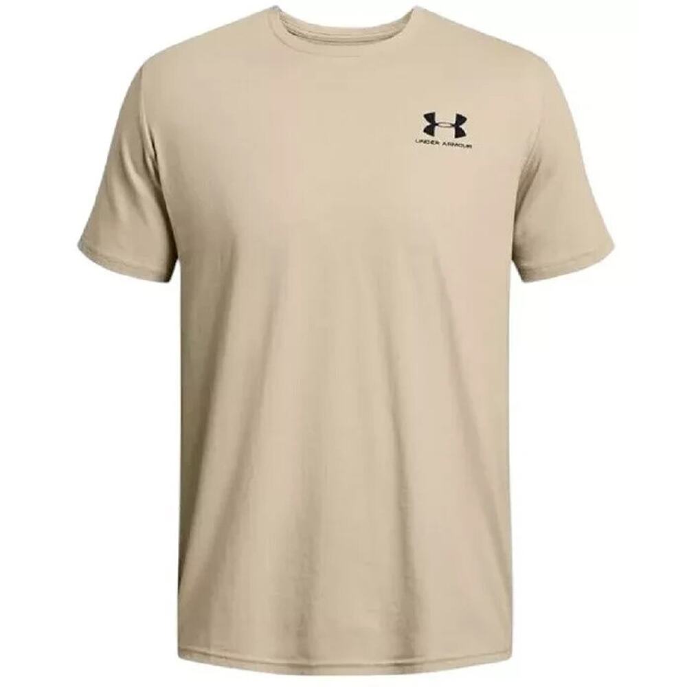 Under Armour UA Men's Short Sleeve Sportstyle Left Chest Shirt Khaki Base Small